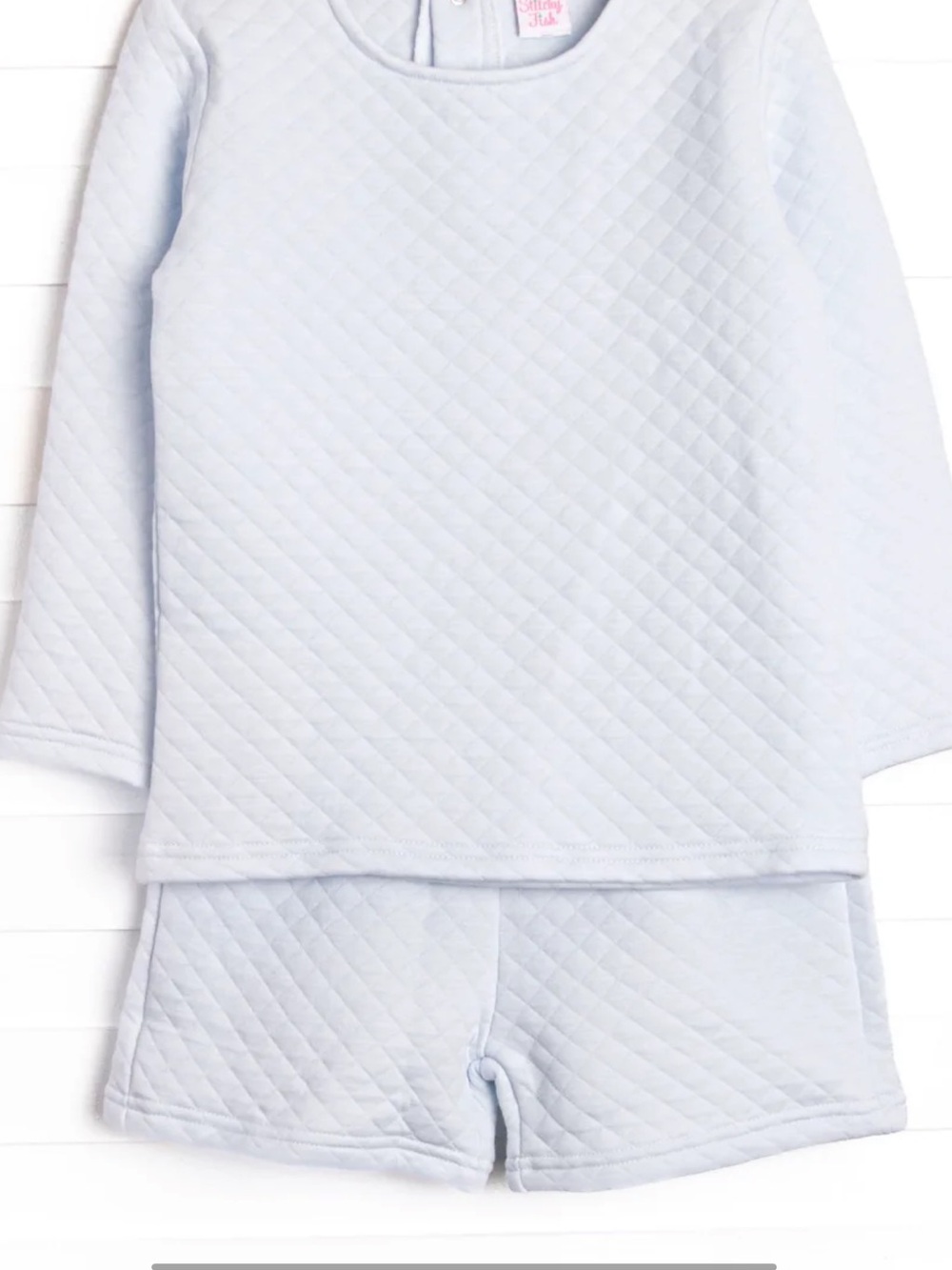 Stitchy Fish Quilted Light Blue Kids Set